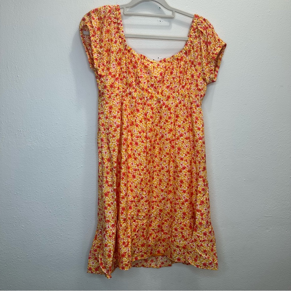 NWOT No Boundaries Orange & Yellow Mini Floral Dress Size Small - Picture 6 of 11